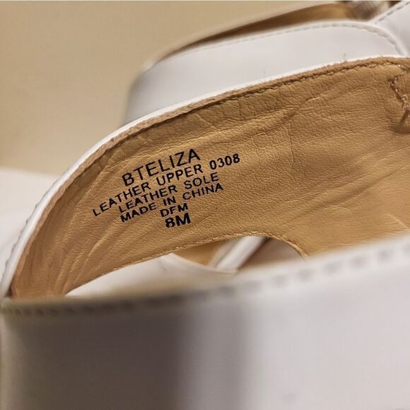 New Boutique 9 White Leather Criss Cross Strap Block Heel Sandals Sz.8 Ret $165 - Picture 8 of 8